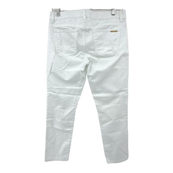 Michael Kors US 4 Womens White Distressed Low Rise Izzy Cropped Skinny Jeans - Picture 2 of 14
